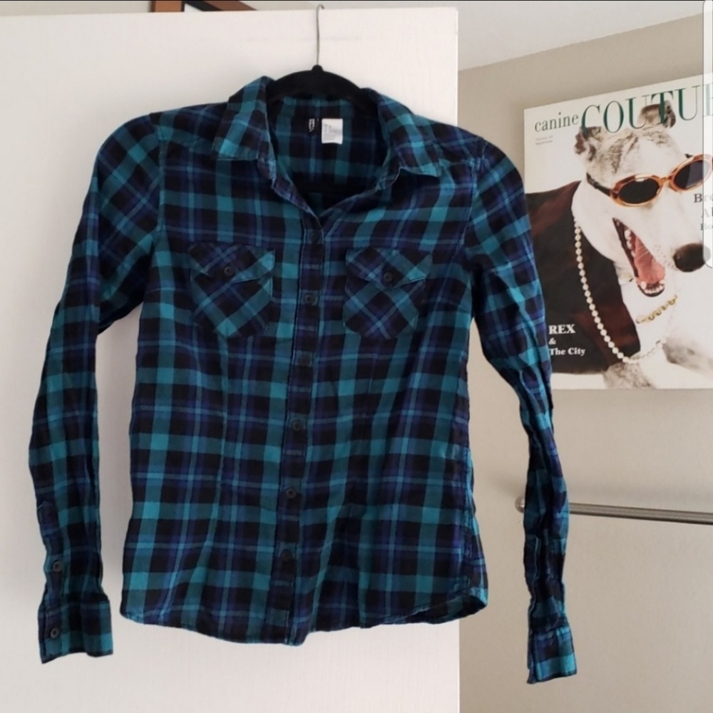 H&M blue and green flannel size 4